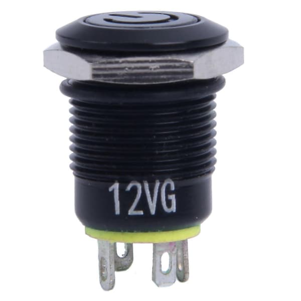 3X 12V 2A 9.5mm LED Metalhætte Strøm Momentan Trykknap Afbryder Bil DIY Modificeret, Gul Yellow