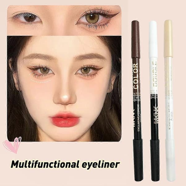 Multifunksjonell Eyeliner Anti-søl Trepinne Dobbeltsidig Dobbel-bruk Black and brown
