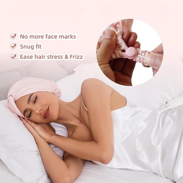 SOHO Night Cap Sleeping Cap Silk Satin Turban Bonnet - Pink