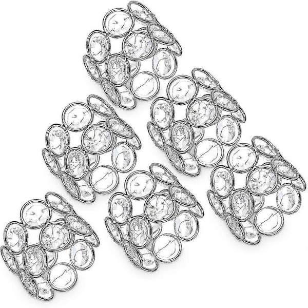 Silverfärgade Servettringar med Pärlor, Set om 6, Bordsdekoration