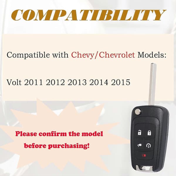 Bilnøkkel fjernkontroll erstatning passer til Chevy Volt 2011 2012 2013 2014 2015 Nøkkelfri