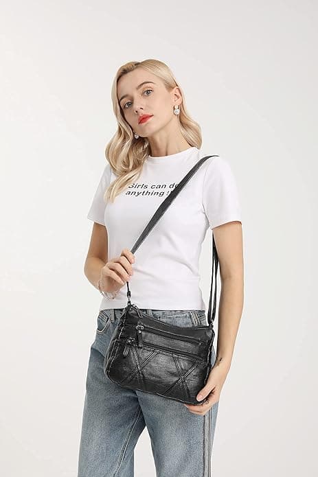 Dam multificka vardaglig crossbody-väska handväskor och axelväskor budväska för dagligt bruk vattentät (medium)