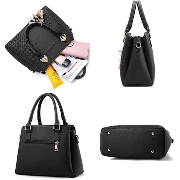 Dammode handväskor och plånböcker PU-läder Pocket Satchel Axelväska