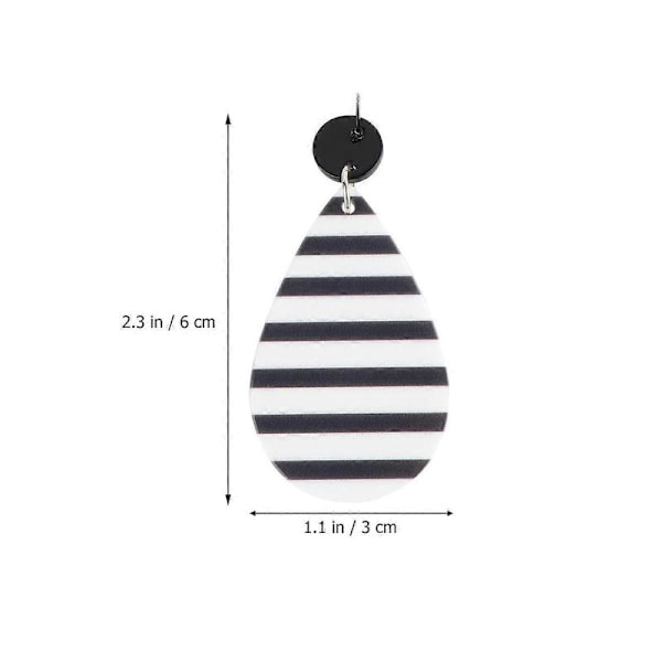 Ørepynt Striber Ørering til Dekoration 3Par Black White 6X3cm