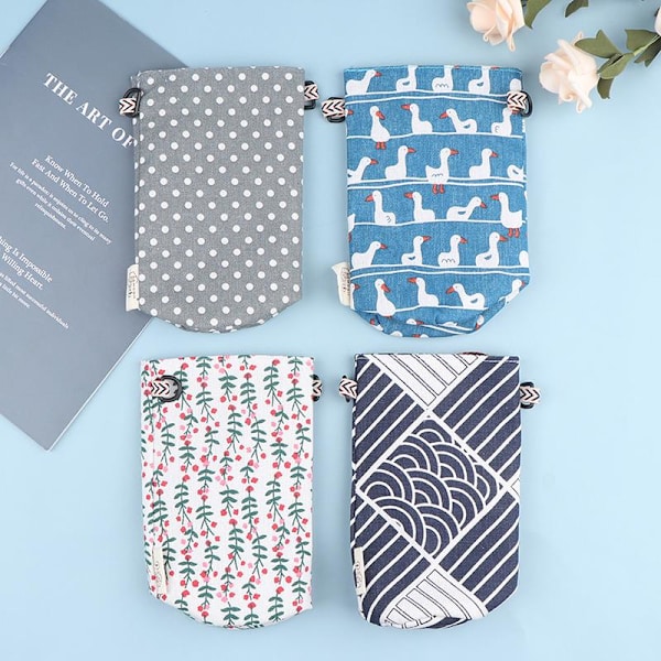 Modern stil bärbar flaskhållare väskor blommönster bomull B
