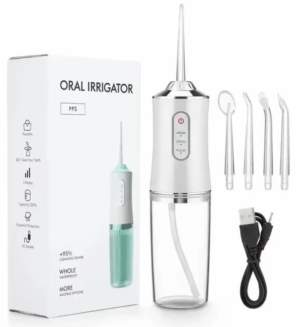 Dental Water Flosser Spotlight – Profesjonell Bærbar Oral Irrigator, Hvit Vit white