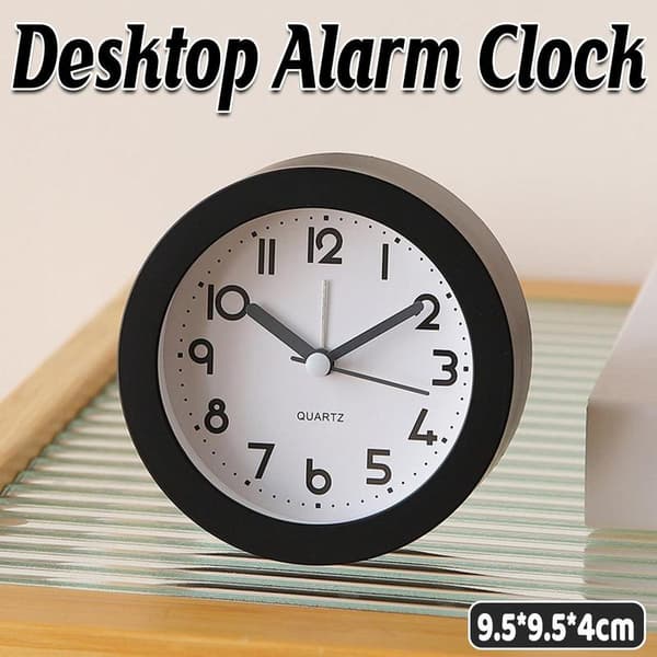 Silent Desk Alarm Clock with Night Light Battery Operated Durable