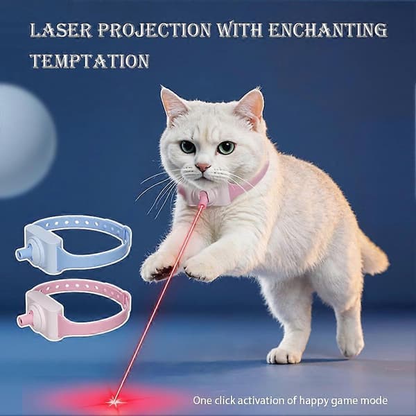 Automaattiset kissan lelut LED-valolla, interaktiiviset lelut kissoille, kaulapanta E5A0 Blue 1pcs