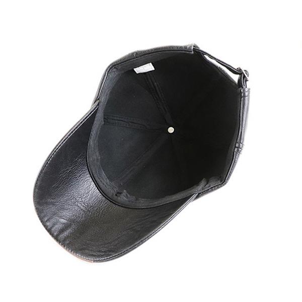 Basebollkeps Casual Modehatt Höst och Vinter Plus Sammet Keps PU Läder Basebollkeps för Män