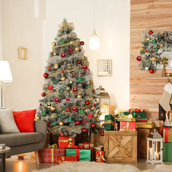 101 stycken julgranskulor julgranskulor för julgransdekoration 3/4/6cm Xmas-träd krossäkra julgranskulor för semesterkransfest