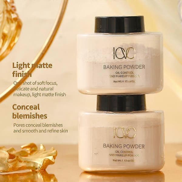 Løst bagepulver, makeup-settingpulver, langvarig dækning, matterer og reducerer glans, mat finish oliekontrol og letvægts langt bagepulver Ivory White