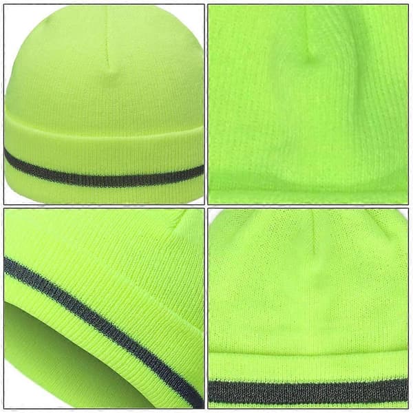 Fluorescerande stickad mössa för avslappnade utflykter 2 st reflekterande varma stickade mössor Green 20×18cm