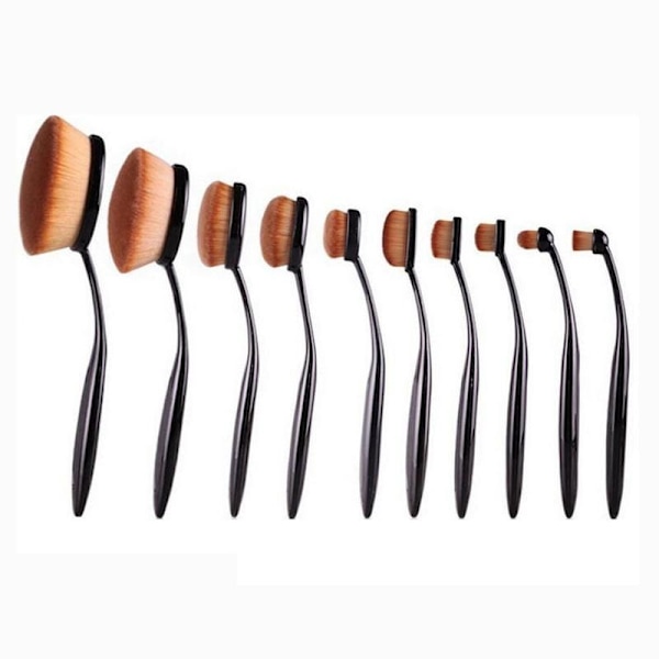 Ovale Makeupbørster 10 stk. Sorte 150