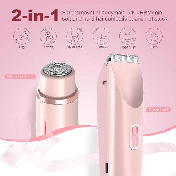 2-i-1 bikinibarberhøvel for kvinner (rosa), ny for 2026