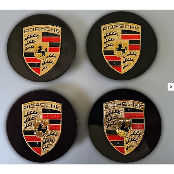 Porsche hjulnavslock emblem - 76mm - svart