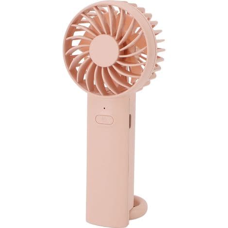 Bærbar viftekrok, 3 hastigheter, stillegående oppladbart batteri, rosa
