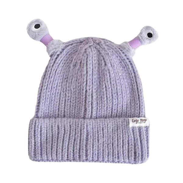 Lysande Litet Monster Stickad Mössa Vintermössa Portabel Lättviktig Stickad Mössa Barn Purple