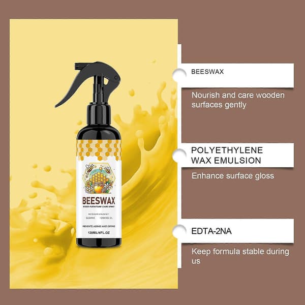 Bivax Trämöbelvårdsspray, 120 ml Möbelpolish med Handduk & Svamp 2PCS