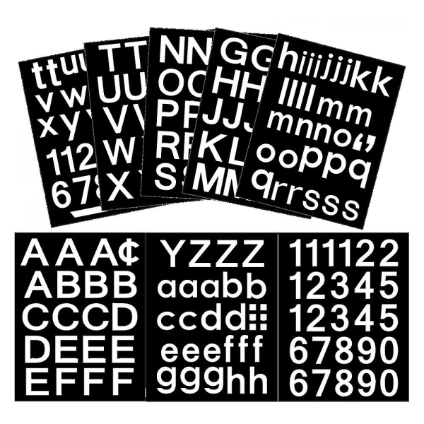 8 ark selvklæbende vinyl bogstaver talsæt, postkasse numre klistermærke til postkasse, skilte, vindue white  black