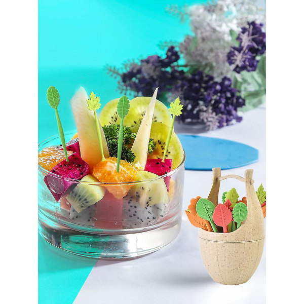 Salat Tiny Forks 16stk - kreative bladformede dessertgafler i søde tønder - tilbehør til bryllup og fødselsdagsfest Blue