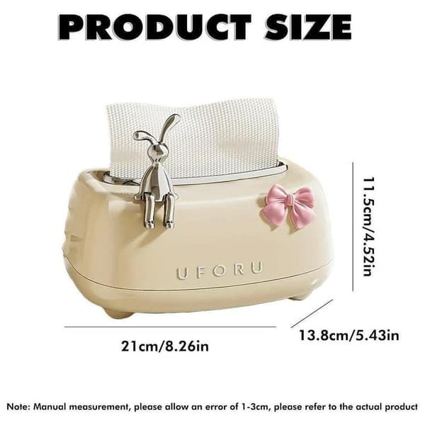 Rabbit Tissue Box Dispenser Napkin Paper Storage Holder Spring Lift Paper Box