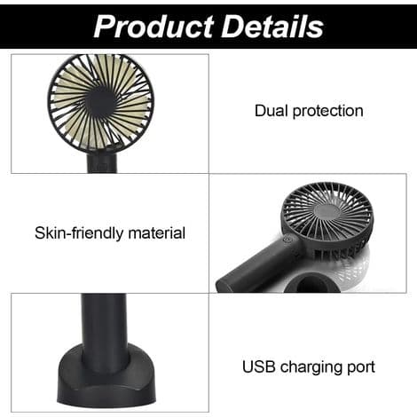 USB-blæser, Mini Stille USB-blæser med base, Bærbar Genopladelig Håndholdt Blæser til Bordbrug