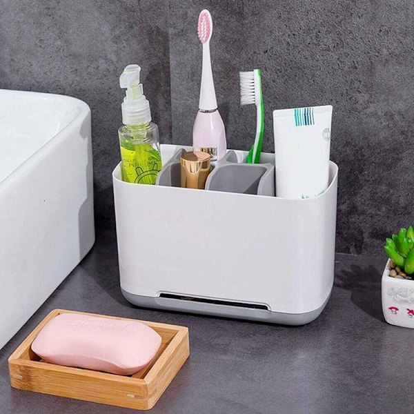Electric Toothbrush Holder Bathroom Storage Large Multifunctional Organizer Pink