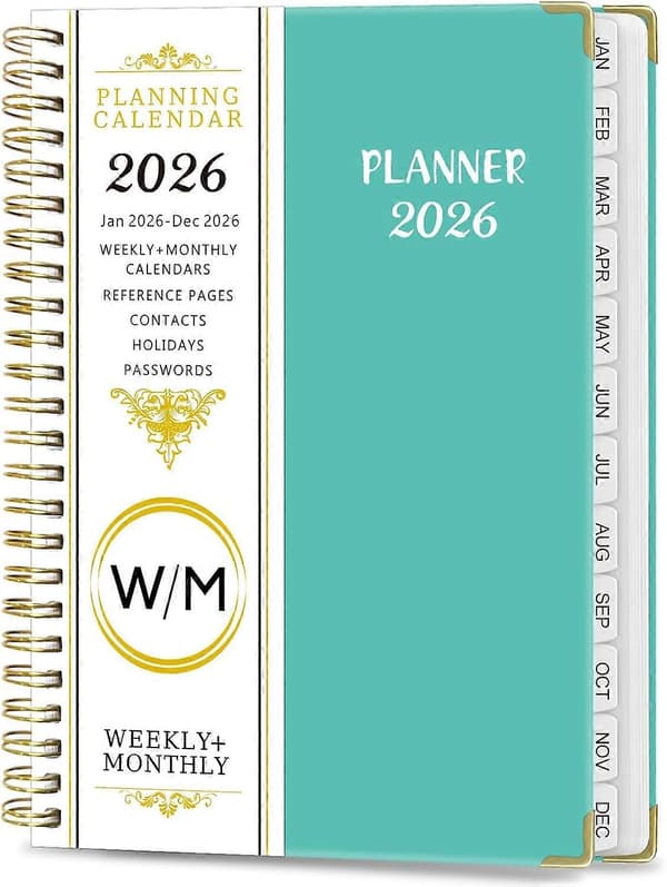 2026 Planlegger, 2026 Ukentlig og Månedlig Planlegger, Jan-Des 6.2\" x 8.5\" Årsplanlegger Kalenderplanlegger Cyan
