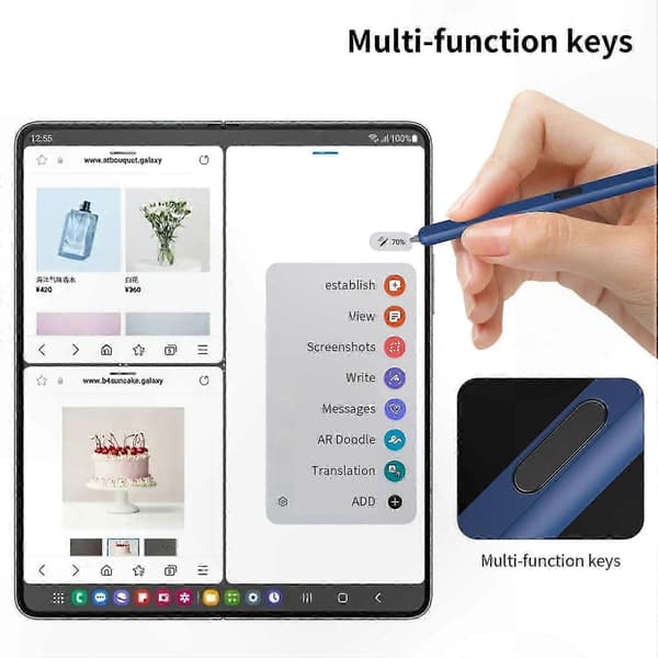Stylus-kompatibel foldbar telefon med 5G-netværksunderstøttelse Multicolor Style E