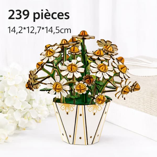 DIY Treblomster - 3D Dekorativt Puslespill (Tusenfryd)