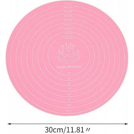 Bakematte, 30 cm silikon bakematte, med skala, sklisikker rund eltematte, til bursdag