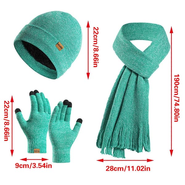 Elastisk Andningsbar Mössa Set Lång Halsduk Pekskärmshandskar Härlig Mode Mössa för Familjeutflykter och Temafester medium grå length blue