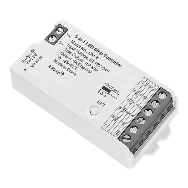 5-i-1 LED Strip Controller C51RF LED Strip Dæmp Lysstyrke RGB RGBW RGBCC Mobil APP Smart Controller Stemmestyring White