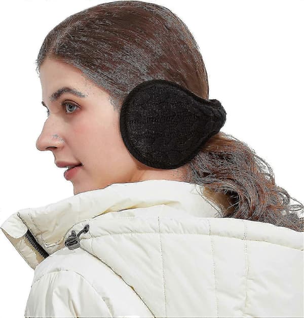 Justerbara Unisex Enfärgade Kashmir Stickade Öronmuffar för Vintervärme