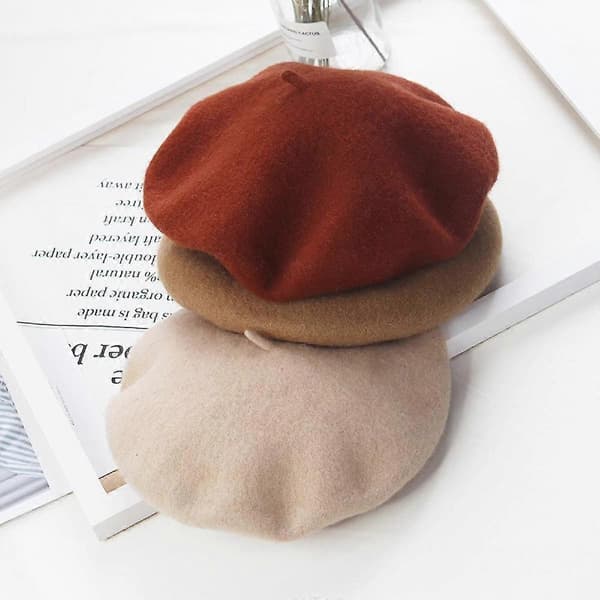 Hatt Dame Vinter Beret, Ullberet, Varm Hatt Ullstrikket Hatt