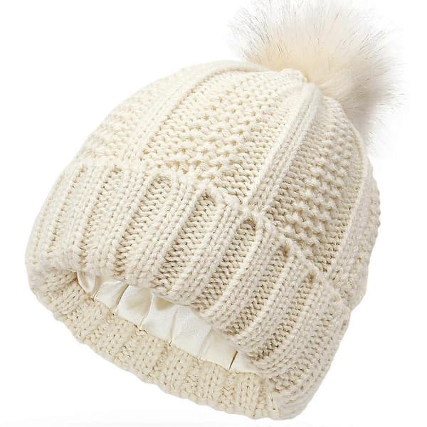 Dame Vinter Strikket Hue Blød Åndbar Elastisk Strikkehue til Shopping og Dates 6 Beige