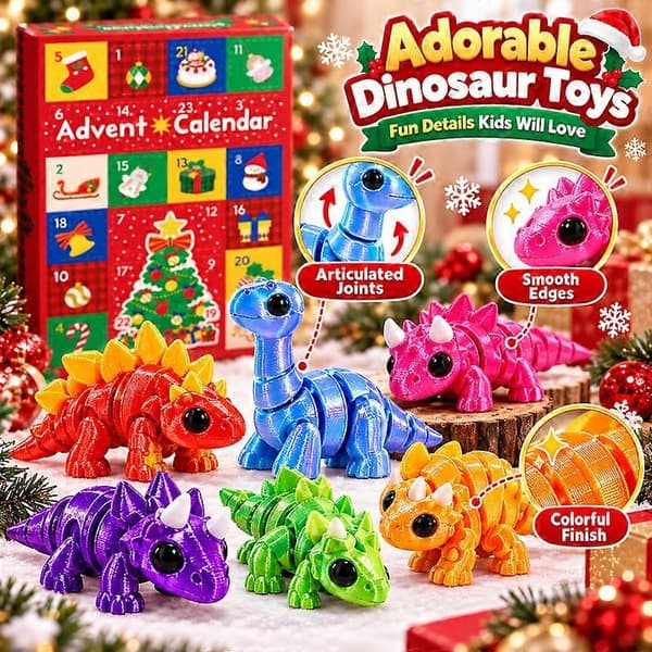 Søte 3D-printede dyrefigurer, julepynt for nedtelling, tilfeldige blandede stiler, små bedårende adventsfigurer red 24pcs Random style