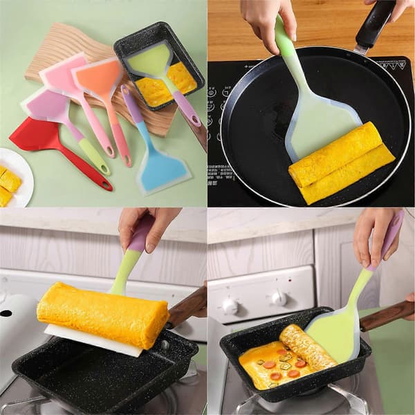 Köksredskap Silikonstekspade Bekvämt Grepp Stekspade Lämplig för Daglig Matlagning och Camping Purple Blue