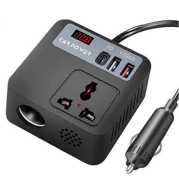Bilomformer 24v til 220v Biloplader Lastbil Multifunktions Bilstrømkortkonverter Black