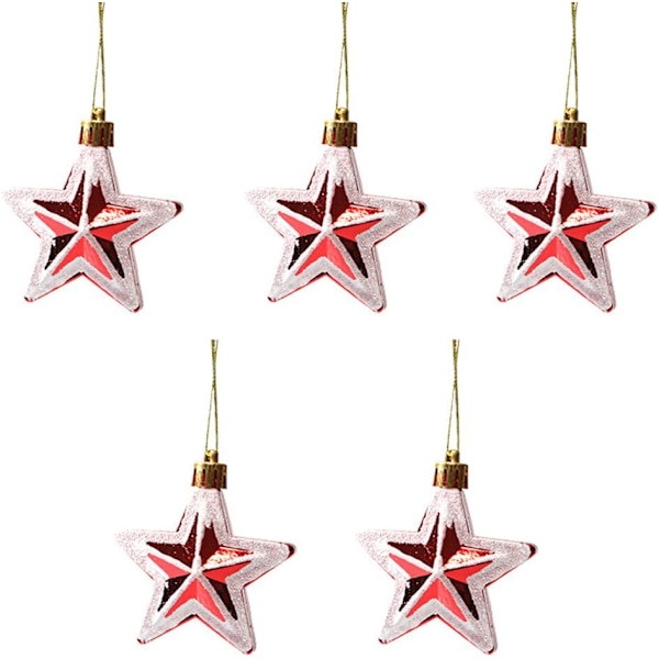 Paket med 5 glitterstjärnor julgranshängen dekorationer glitterstjärnor julgranshängen prydnader för jul hemmafest