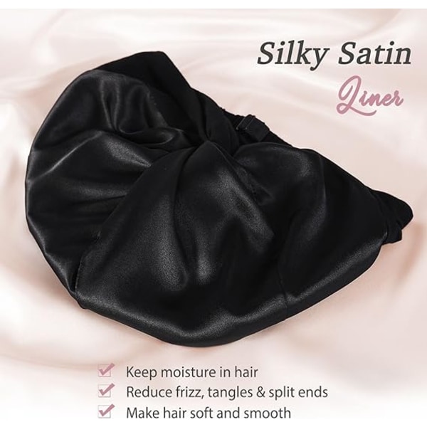 Satin Turban for kvinder Silke Bonnet Satin Bonnet Sleep Cap for Cur