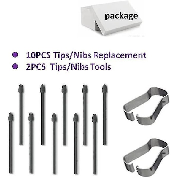 10 stk Markørpenn-spisser/nibber Erstatning for Boox Pen2 Pro, Tab X,max Lumi2, Note Air2, Note Air2 Plus, Nova Air C Stylus Pen (10 stk spisser/svarte)