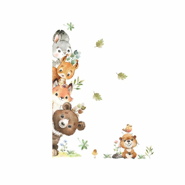 Cartoon Animal Wall Decal Jungle Animals Vine Wall Sticker Bear Wall Decor for Kids Room Baby Nursery Living Room