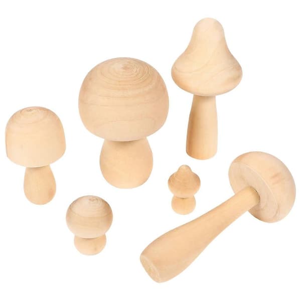 Soppformede trefigurer Hjemmeliv Borddekorasjon Ubehandlede treornamenter 6 stk