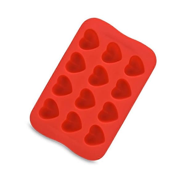 til Isterningebakker Silikone Hjerteformede 12-Rum Chokoladeforme Fleksibel Bageform Madfest budding Sæbe Fondant Heart-Shaped/Red
