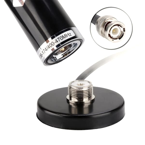 VHF/UHF Dual-Band Bilradioantenne (med magnetisk base og BNC hanstik)