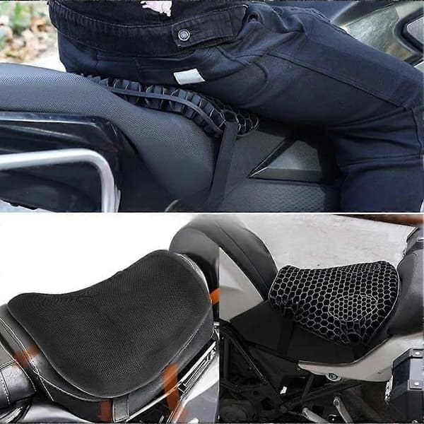Universal motorcykel gel-sittdyna 3D bikake-stötdämpande sittdyna med motorcykelsätesöverdrag Black