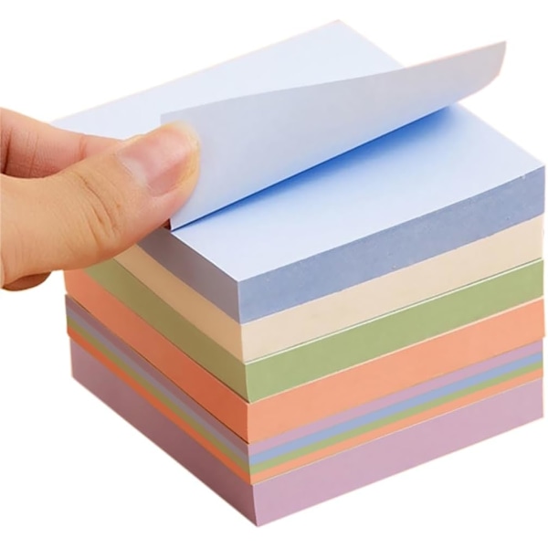 6 block självhäftande lappar, 76 x 76 mm 6 Morandi-färger sorterade självhäftande block, 100 ark per block för påminnelse, checklista eller att göra-lista
