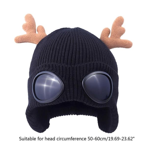 Vinter Pilotmössa Vinter Personlighet Glasögon Stickad Mössa Dam Unisex Solglasögon Mössa Herr Mössa Stickad Mössa Pojkmössa Beige