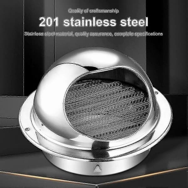 Rund väggventil i borstat rostfritt stål med bullnose-design för extern ventilation 110mm Air inlet